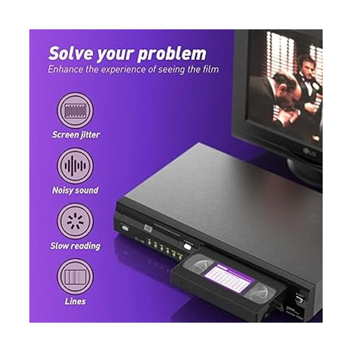 YHDD Cinta limpiadora de cabeza VCR para reproductores_2