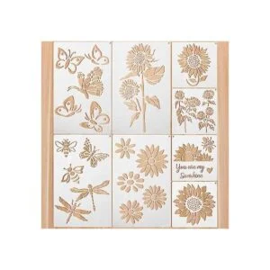 8 plantillas de pintura de mariposas de girasol para_1