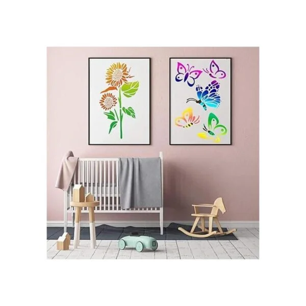 8 plantillas de pintura de mariposas de girasol para_4