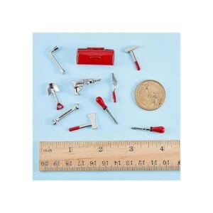Juego de 10 herramientas para casa de muñecas mini_2