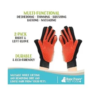 Raw Paws Guantes de aseo de mascotas de punta suave para_3
