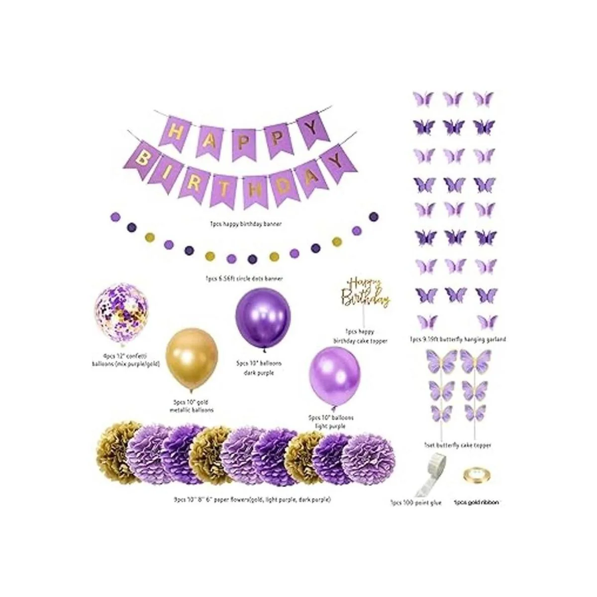 Ouddy Decoraciones de cumpleaños moradas para mujeres y_2