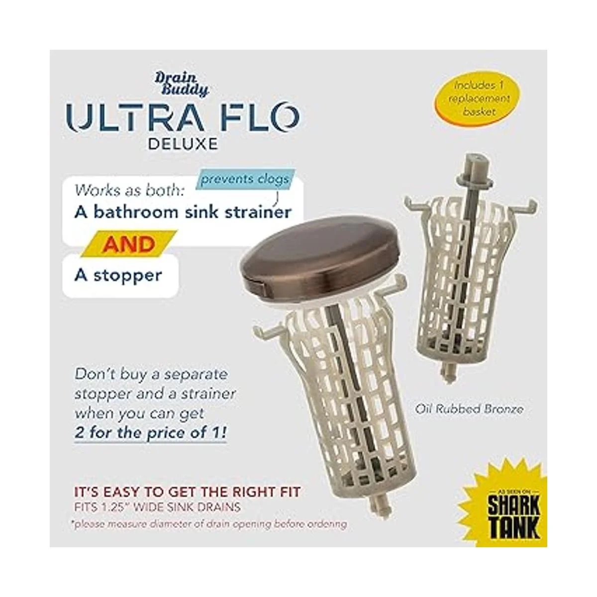 Drain Buddy Ultra Flo Tapón de fregadero de baño 2 en 1 y_2