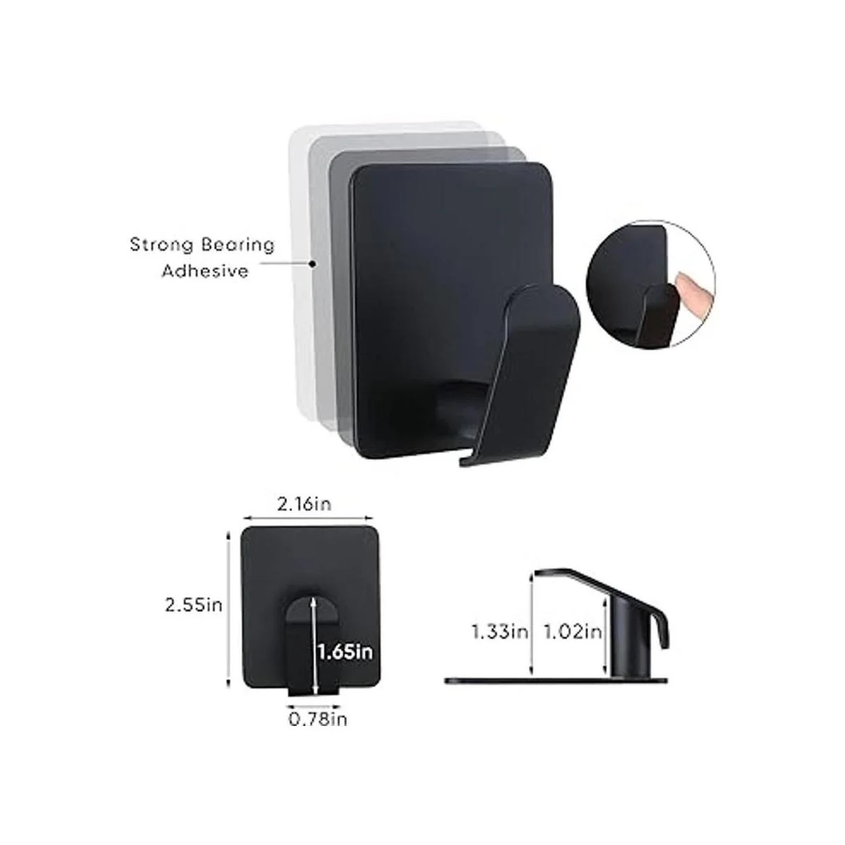Taozun Ganchos adhesivos ganchos negros para toallas_2