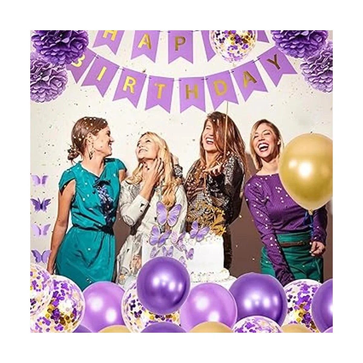 Ouddy Decoraciones de cumpleaños moradas para mujeres y_6