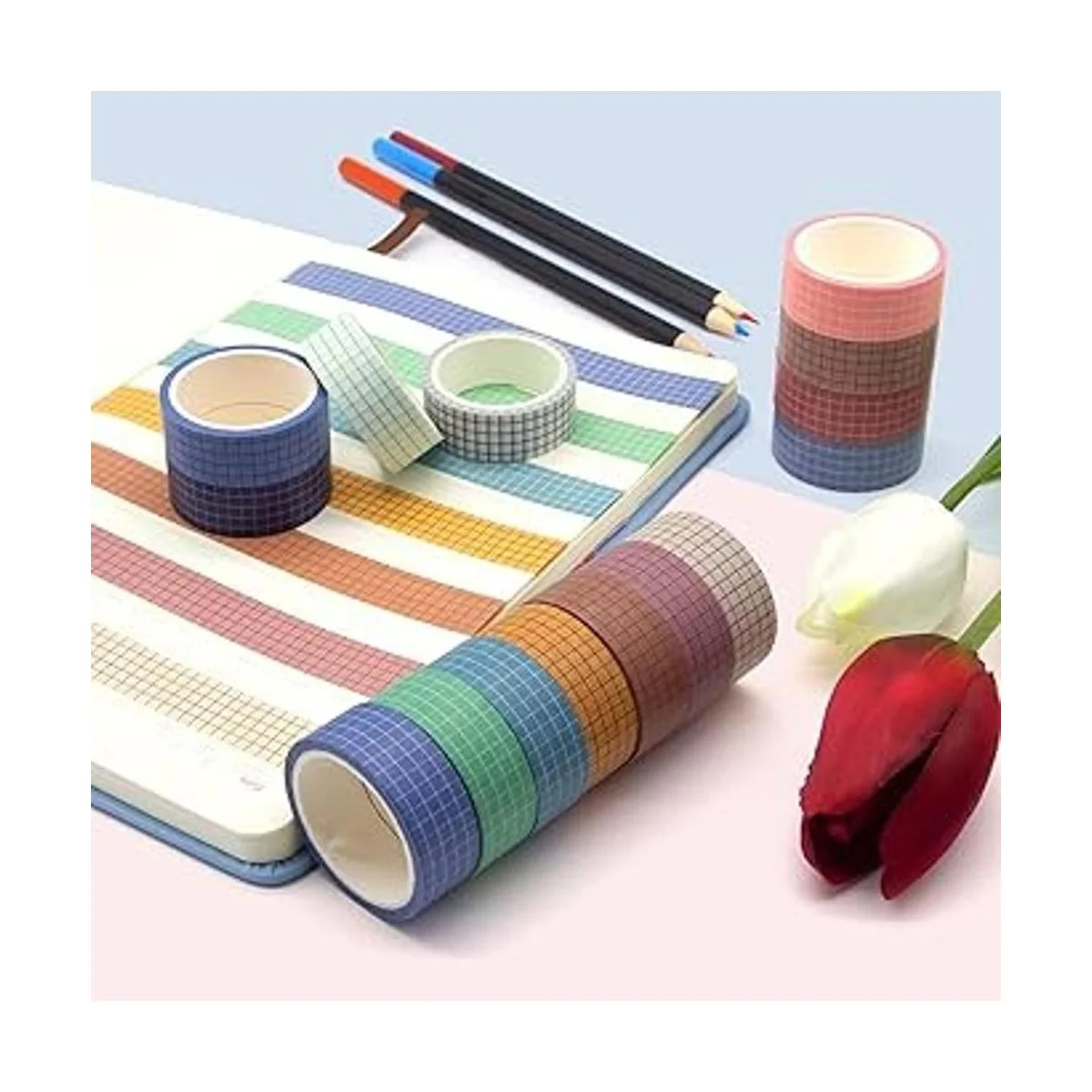 Juego de cintas Washi de cuadrícula 27 rollos de cintas_4
