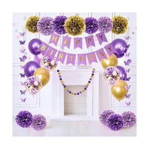 Ouddy Decoraciones de cumpleaños moradas para mujeres y_5