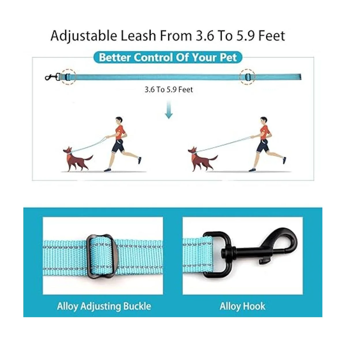 Juego de collar y correa reflectante para perro con_3