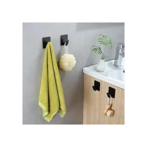 Taozun Ganchos adhesivos ganchos negros para toallas_6