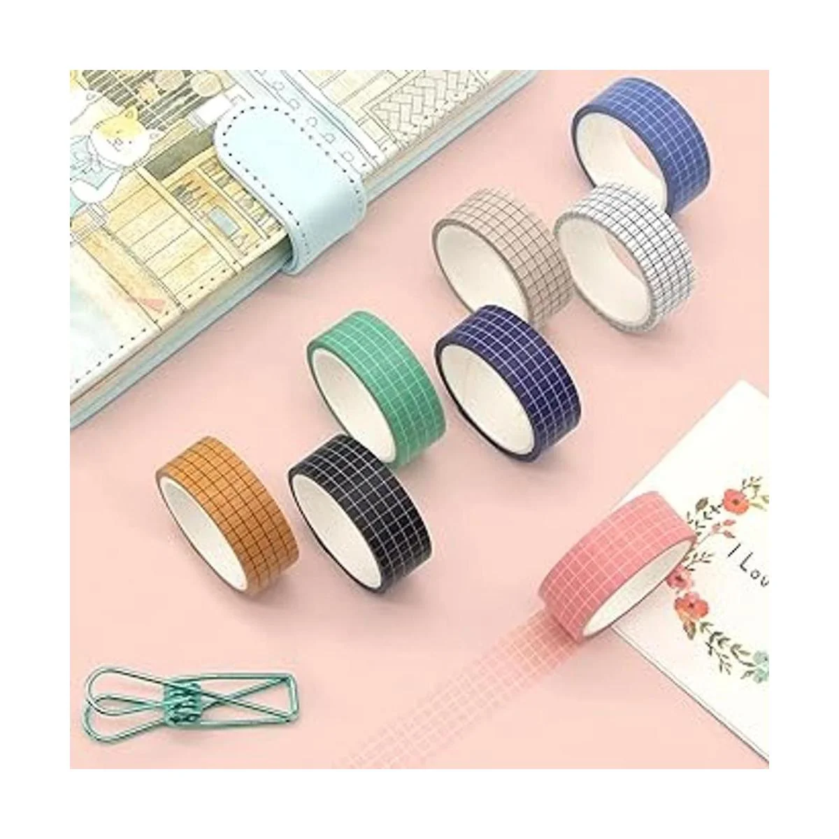 Juego de cintas Washi de cuadrícula 27 rollos de cintas_5