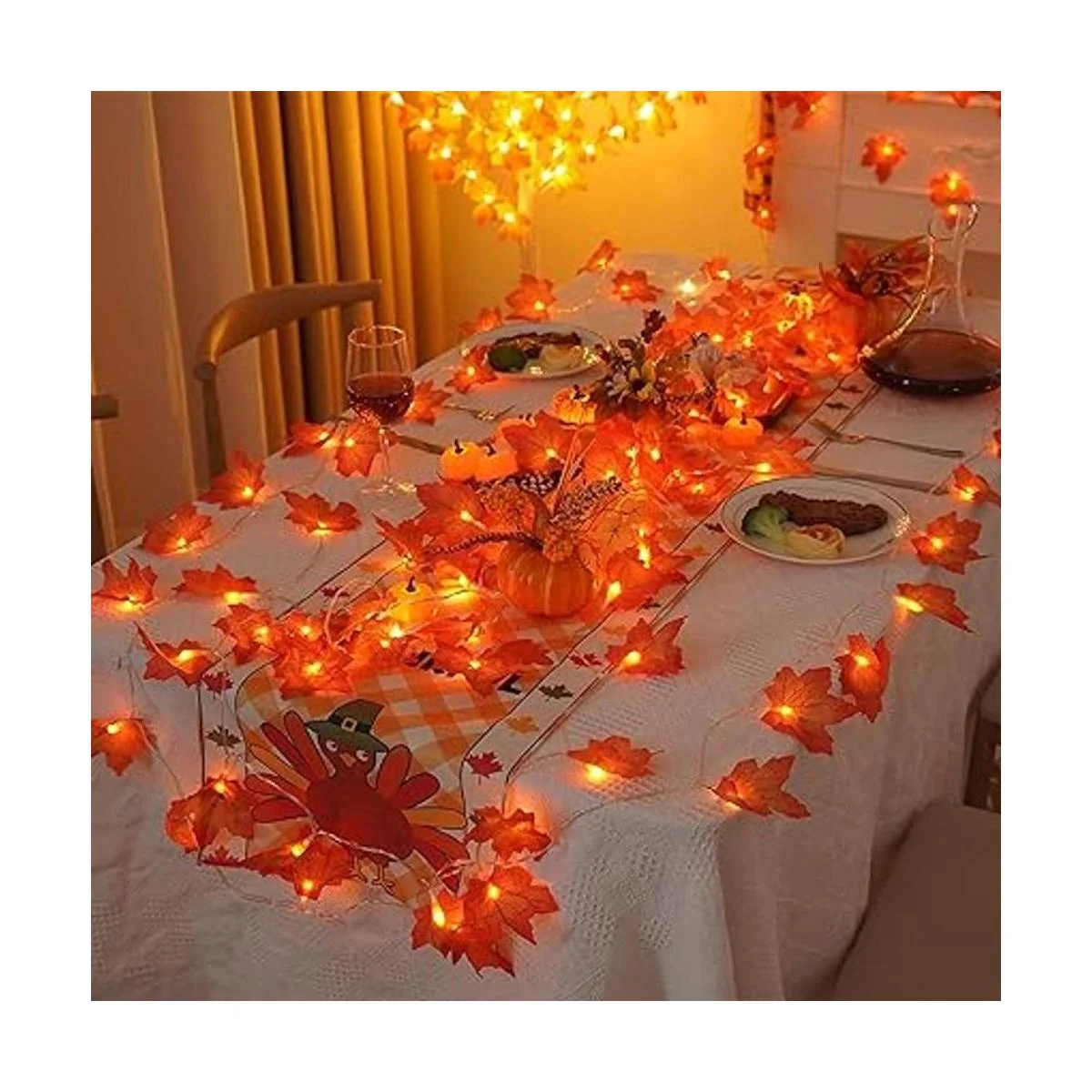 YEGUO Guirnalda de otoño iluminada con decoración de_2