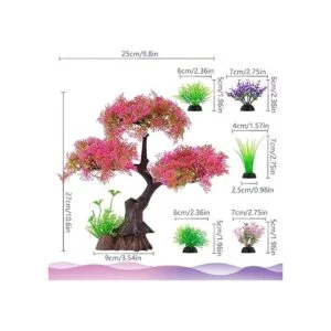 Decoración de plantas de plástico artificial para acuario_2