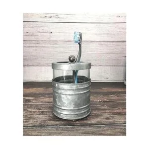 Porta cepillo de dientes rústico de vidrio y metal_6