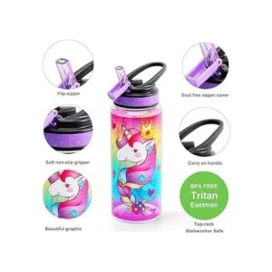 HomTune Bonita botella de agua con popote para niños en la_2