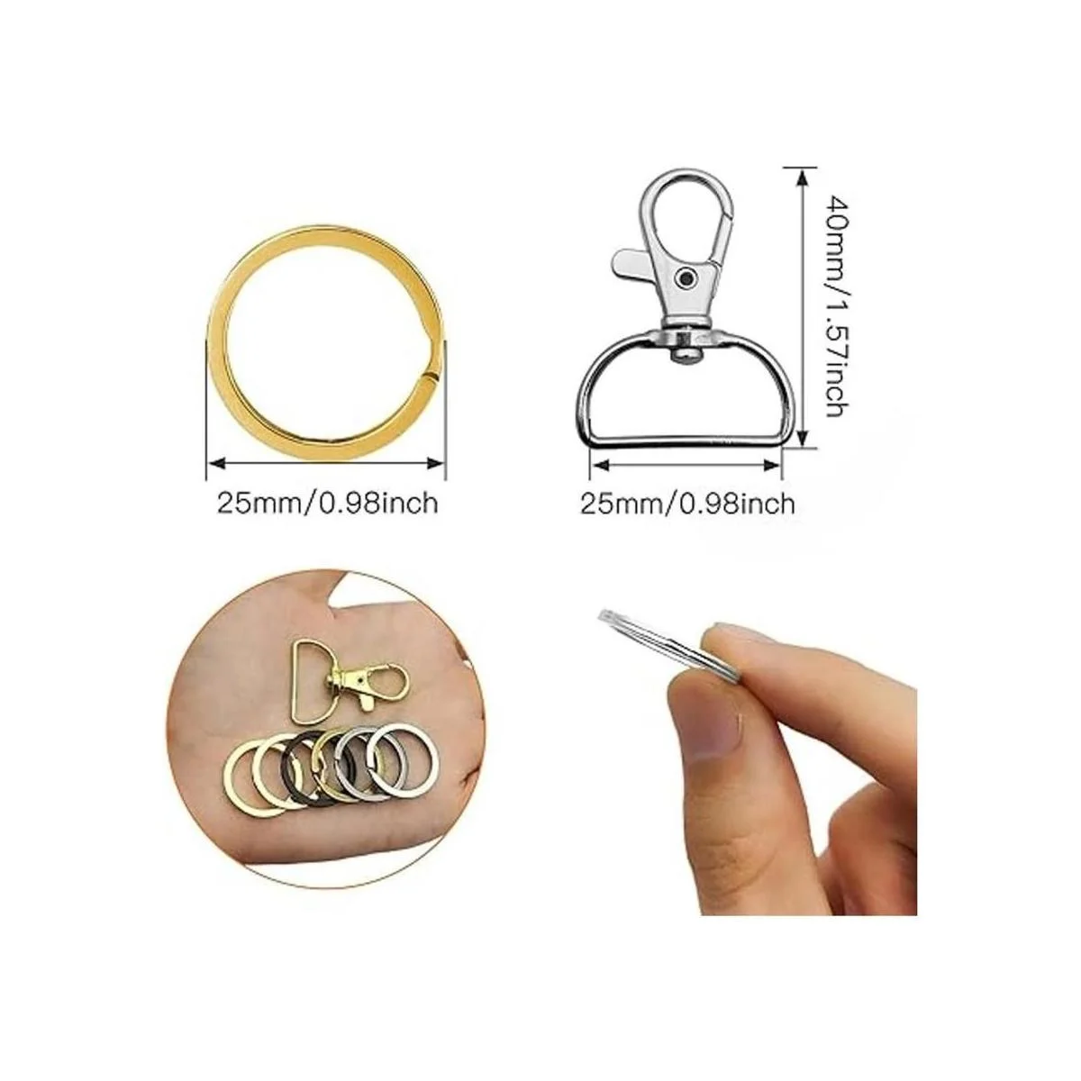 60 ganchos giratorios con llaveros ganchos de metal para_3
