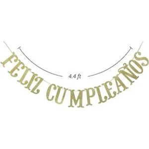 Feliz Cumpleaños con purpurina dorada decoración de_4