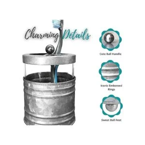 Porta cepillo de dientes rústico de vidrio y metal_3