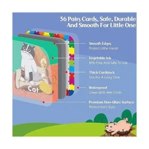 Hebayy 36 pares de tarjetas de memoria a juego de animales_2