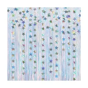 Cortinas iridiscentes de flecos de oropel para fiesta de_7