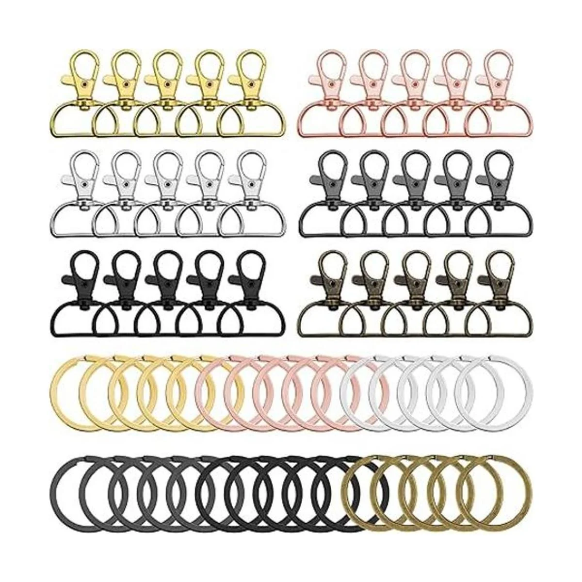 60 ganchos giratorios con llaveros ganchos de metal para_1