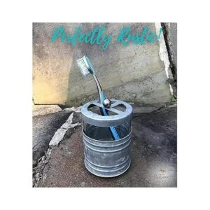 Porta cepillo de dientes rústico de vidrio y metal_7