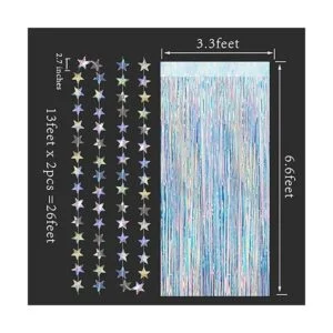 Cortinas iridiscentes de flecos de oropel para fiesta de_2
