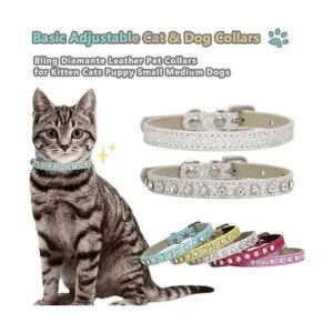 HOWWFALY Collar de piel sintética con diamantes de_2