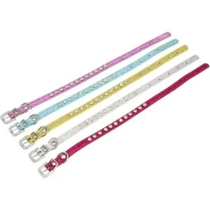 HOWWFALY Collar de piel sintética con diamantes de_5