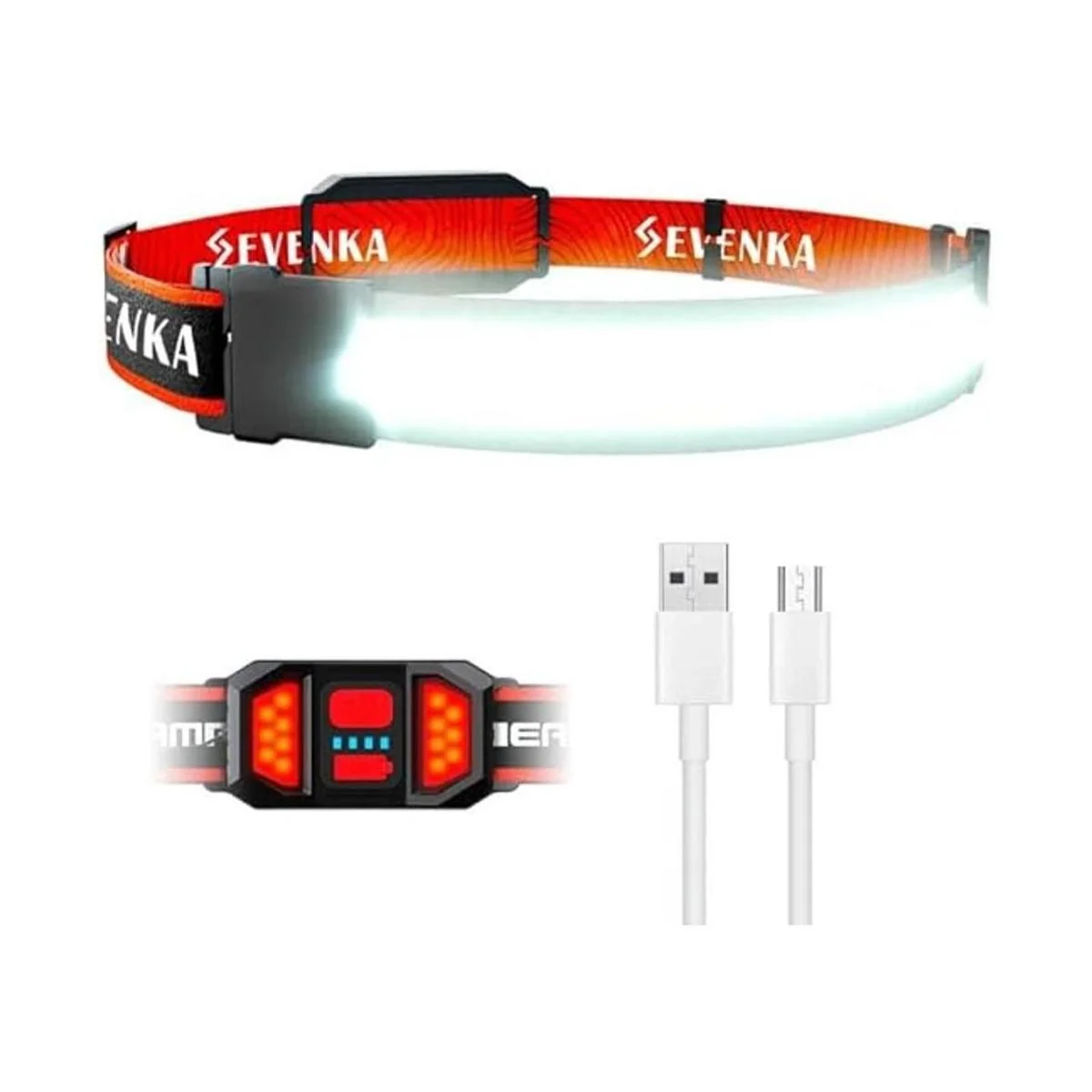 SEVENKA Linterna frontal recargable por USB de haz_1