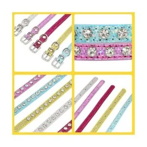 HOWWFALY Collar de piel sintética con diamantes de_4