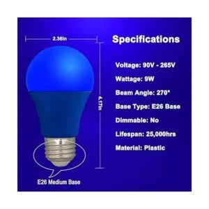 Bombilla LED de color azul base A19 E26 bombillas azules_2