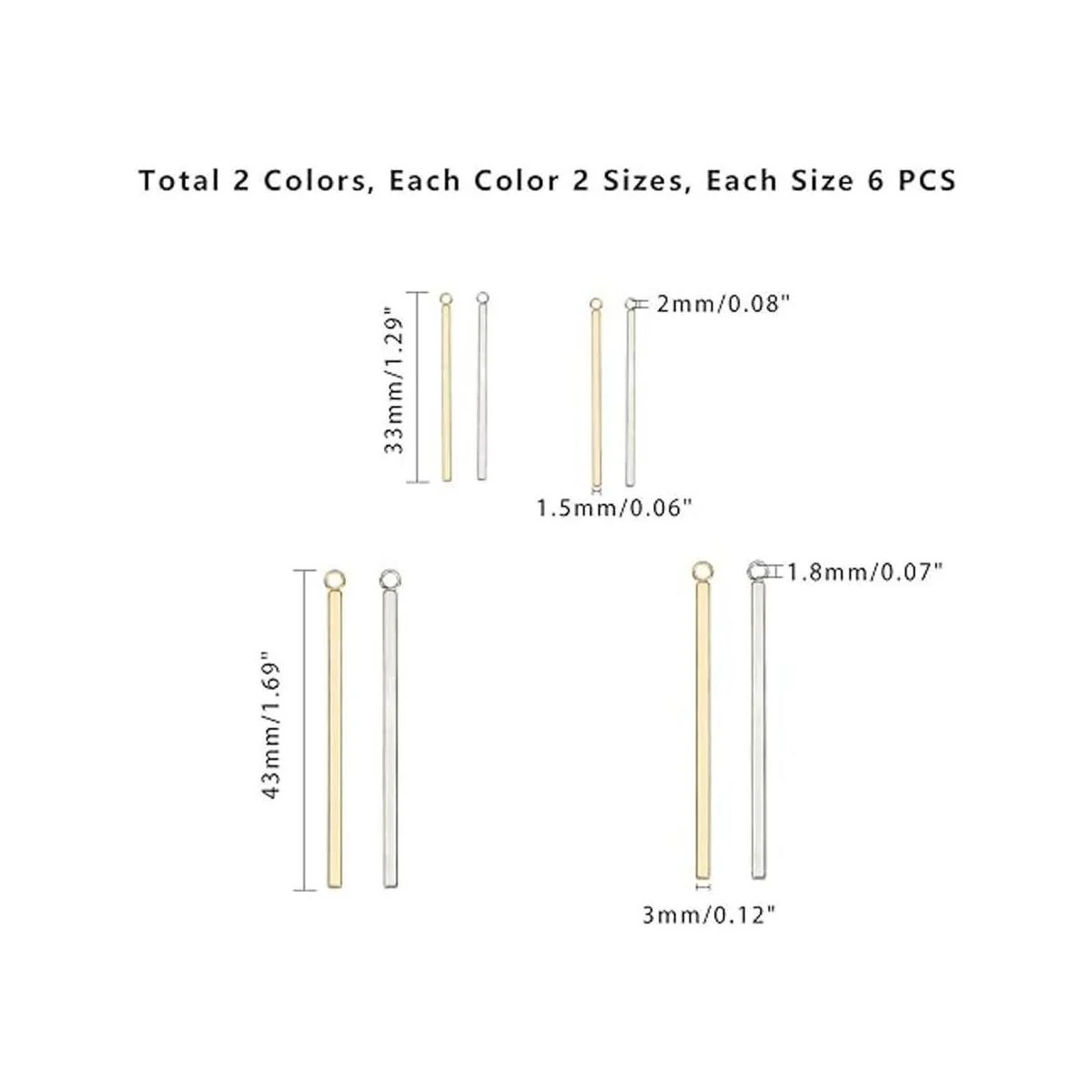 24 colgantes de acero inoxidable con forma de barra de_2