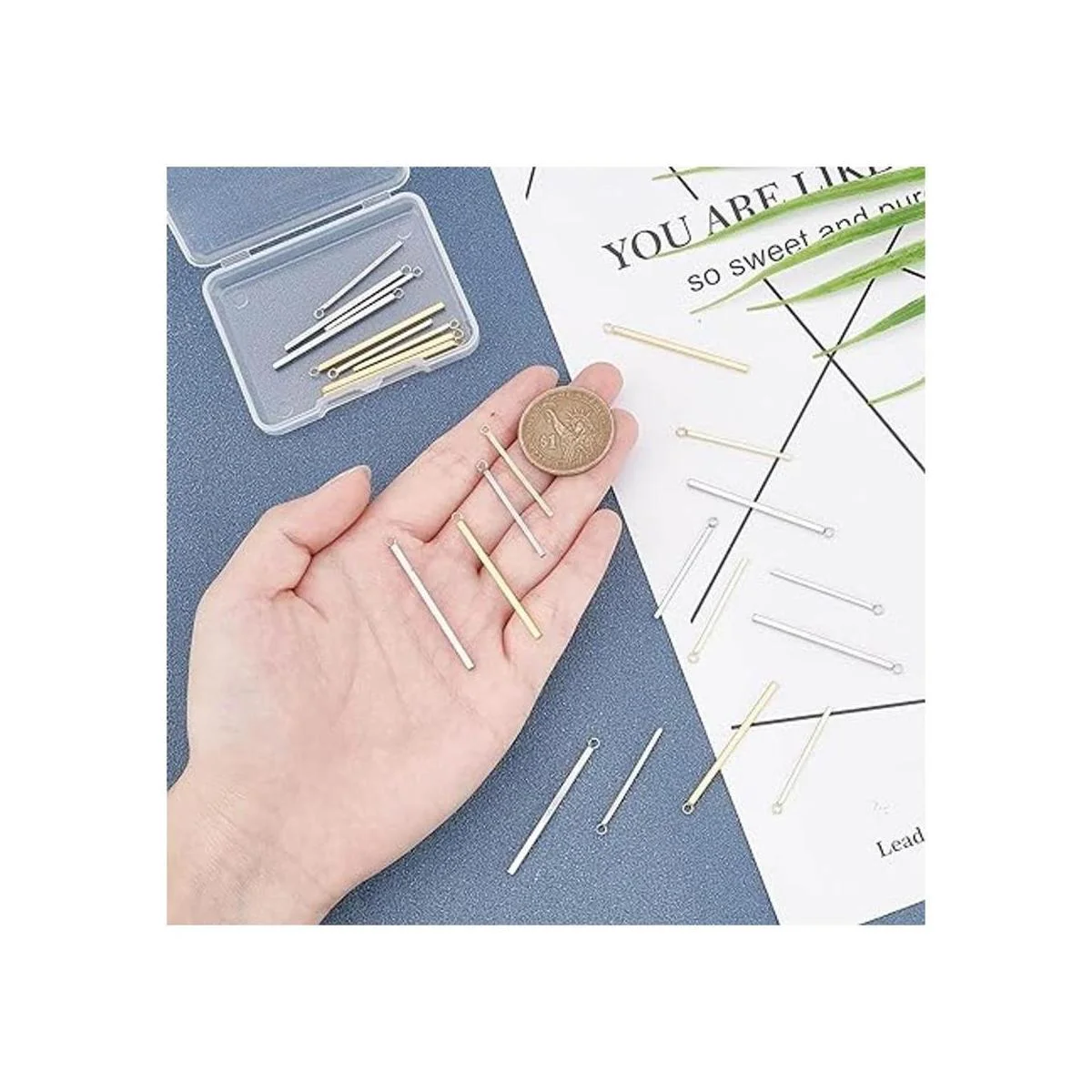 24 colgantes de acero inoxidable con forma de barra de_3