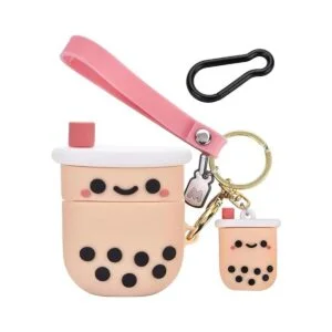 Bonita funda para Airpod con llavero femenino diseño de té_1