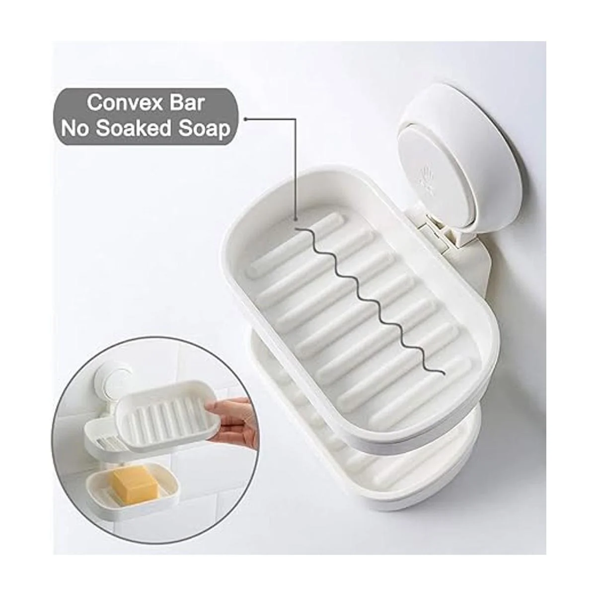 SunHorde Jabonera de doble capa con ventosa para ducha_4