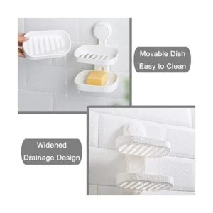 SunHorde Jabonera de doble capa con ventosa para ducha_3