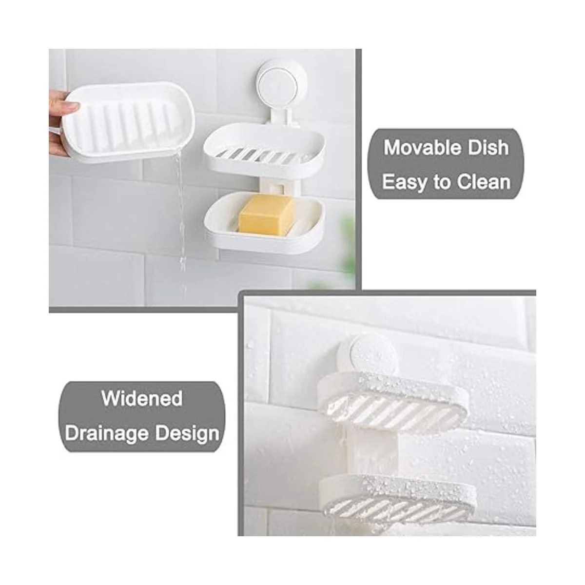 SunHorde Jabonera de doble capa con ventosa para ducha_3