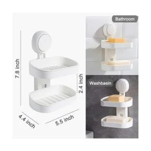 SunHorde Jabonera de doble capa con ventosa para ducha_5