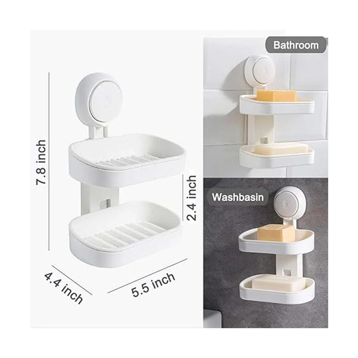 SunHorde Jabonera de doble capa con ventosa para ducha_5