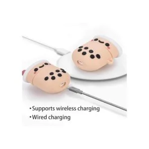 Bonita funda para Airpod con llavero femenino diseño de té_5