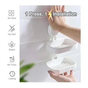 SunHorde Jabonera de doble capa con ventosa para ducha_2