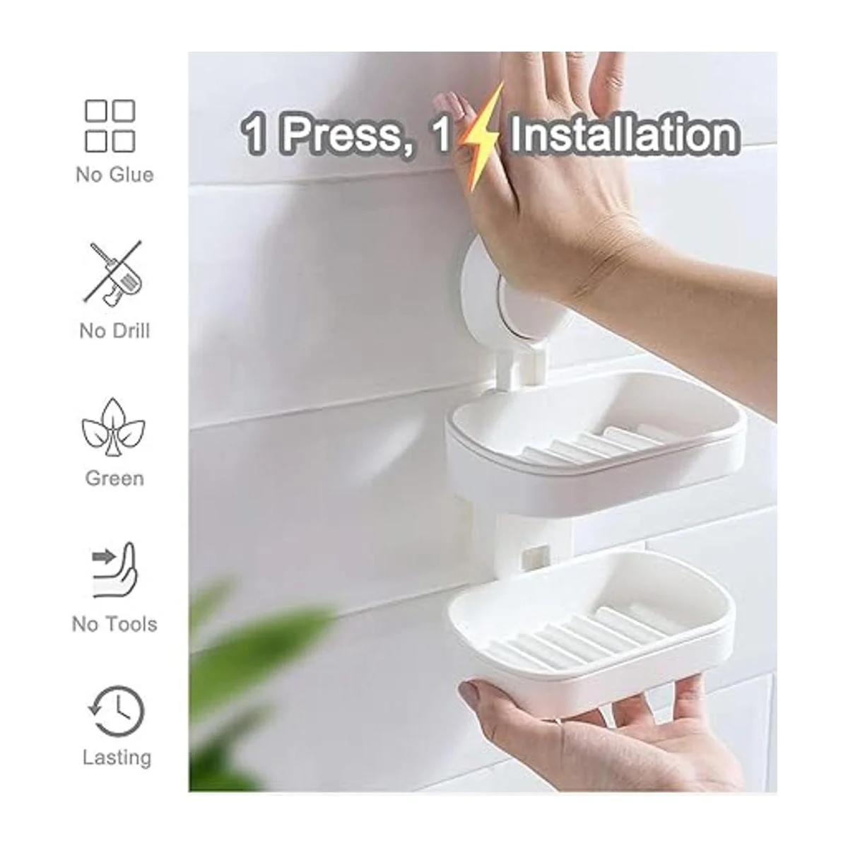 SunHorde Jabonera de doble capa con ventosa para ducha_2