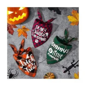 Paquete de 3 bandana de Halloween para perro triángulo_7