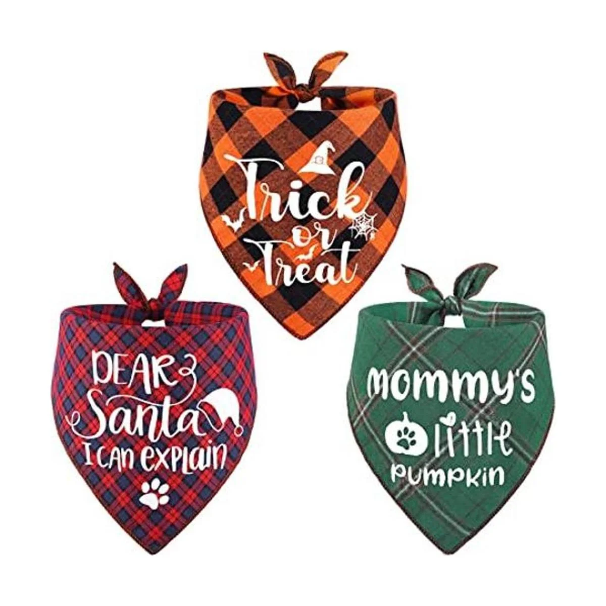 Paquete de 3 bandana de Halloween para perro triángulo_1