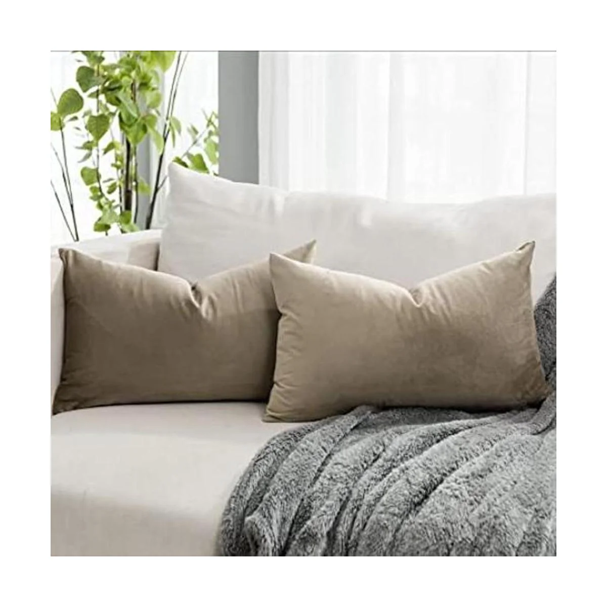 QUAFOO Juego de 2 fundas de almohada lumbar decorativas de_1