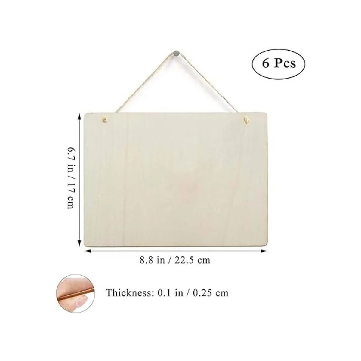 6 unidades de placas de madera en blanco rectángulo sin_2