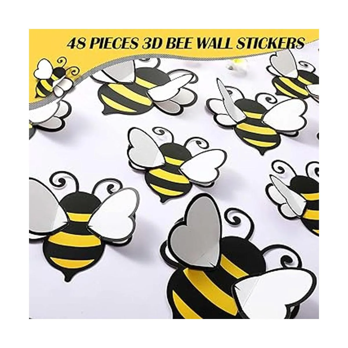 48 calcomanías 3D de abejorro amarillo decoración de_4