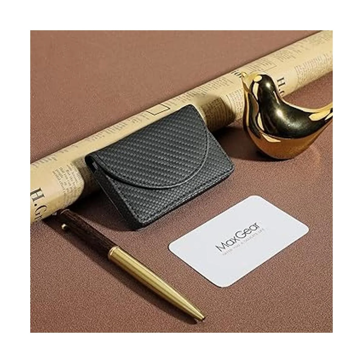 MaxGear Portatarjetas de visita de piel sintética para_6