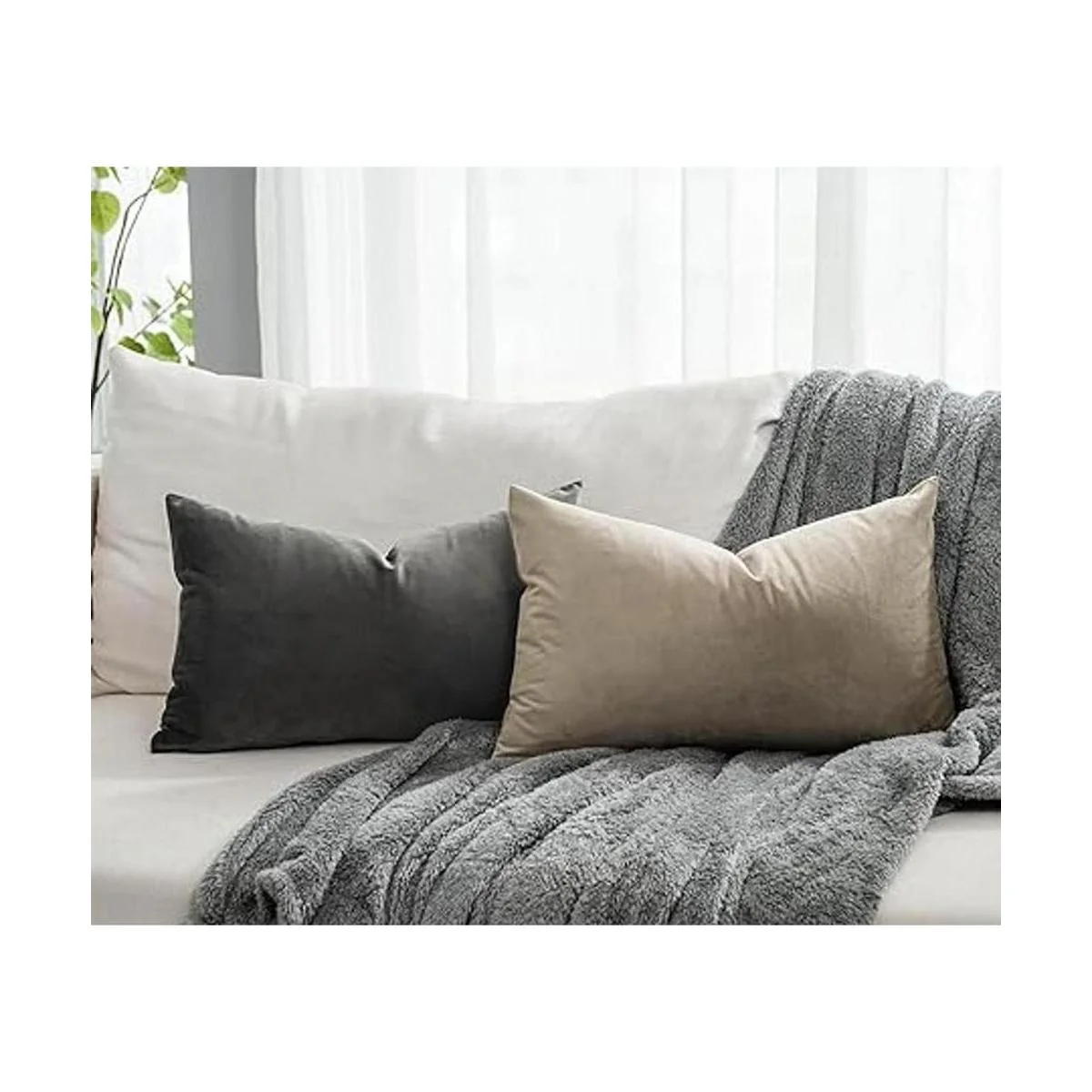 QUAFOO Juego de 2 fundas de almohada lumbar decorativas de_2