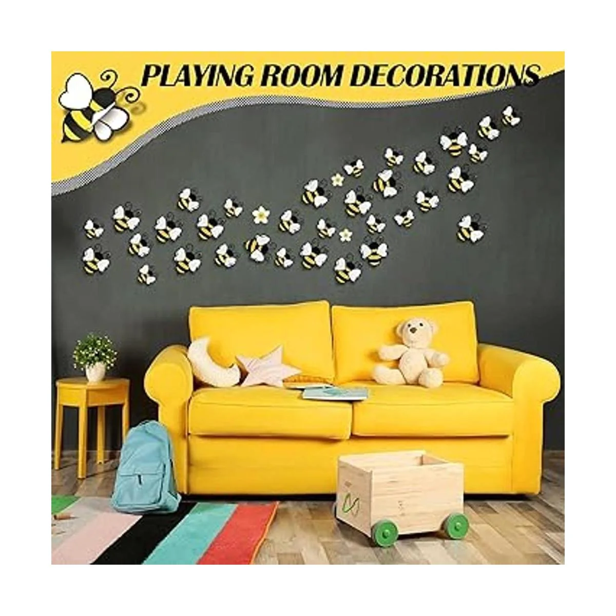 48 calcomanías 3D de abejorro amarillo decoración de_7